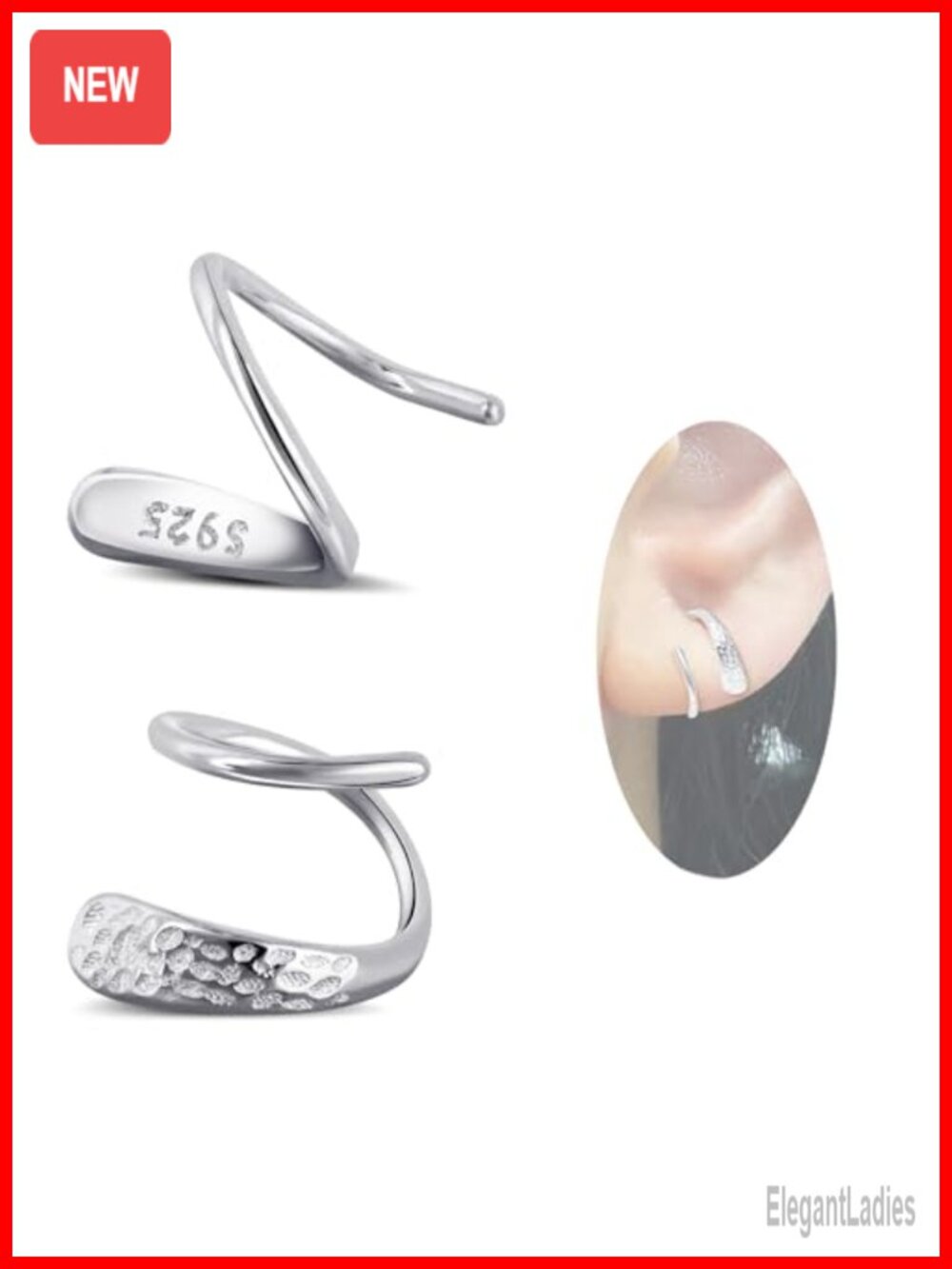 S925 Sterling Silver Small Double Hoop Earrings Hammer Texture Twist Spiral